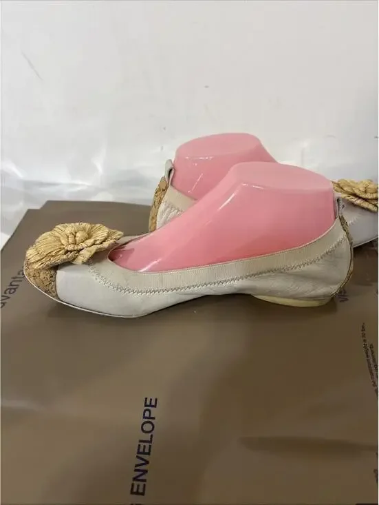 Chanel Lamskin Ballet Interlocking CC Logo Cork Toe Flats 39 Beautiful - Picture 5 of 12